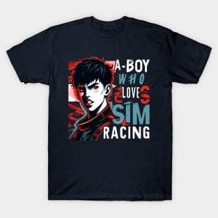 A Boy Who Loves Sim Racing Japanese Anime Driving Simulator T-Shirt